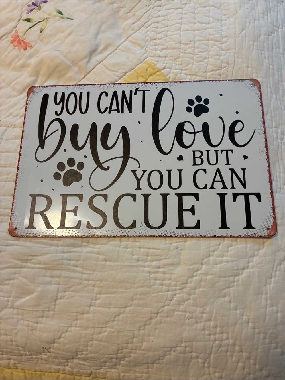 Rescue Love Decorative Wall Sign - White